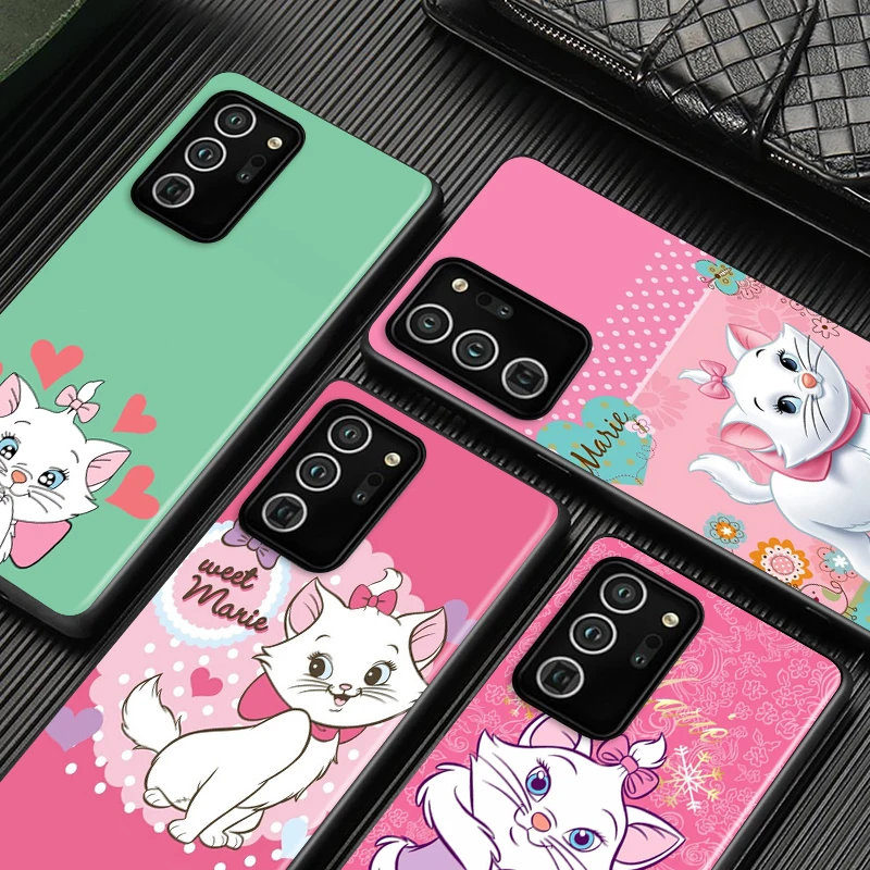 

Disney cute Marie Cat For Samsung Galaxy A72 A52 A42 A32 Lite A22 A13 A12 5G A03S A02S A02 Shockproof Black Phone Case