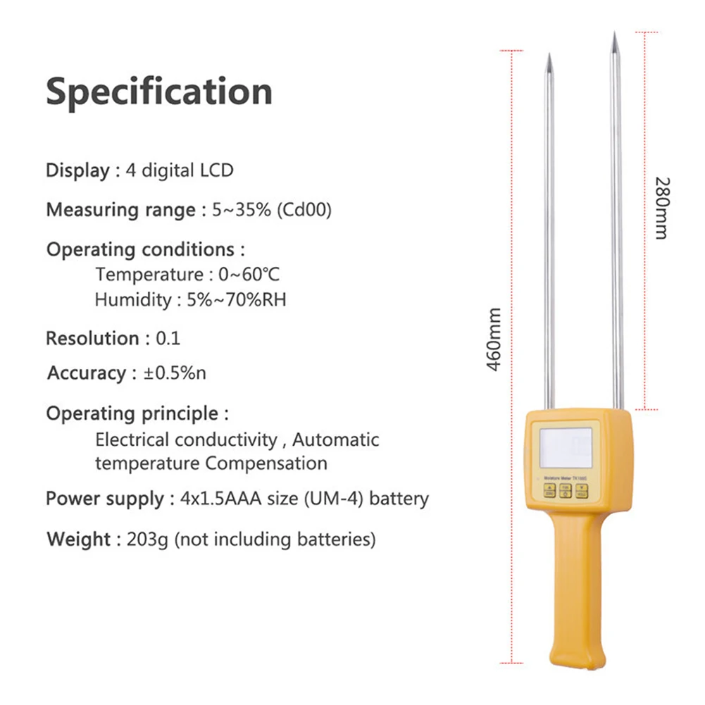 

TK100S Digital Rice Wheat Corn Grain Moisture Analyzer Humidity Detector Corn Grain Moisture Meter