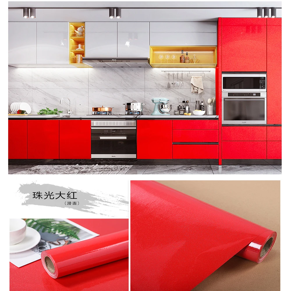 

Solid Color Self Adhesive PVC Wallpaper Paper Wall Stickers Kitchen Cabinet Desktop Renovation Sticker