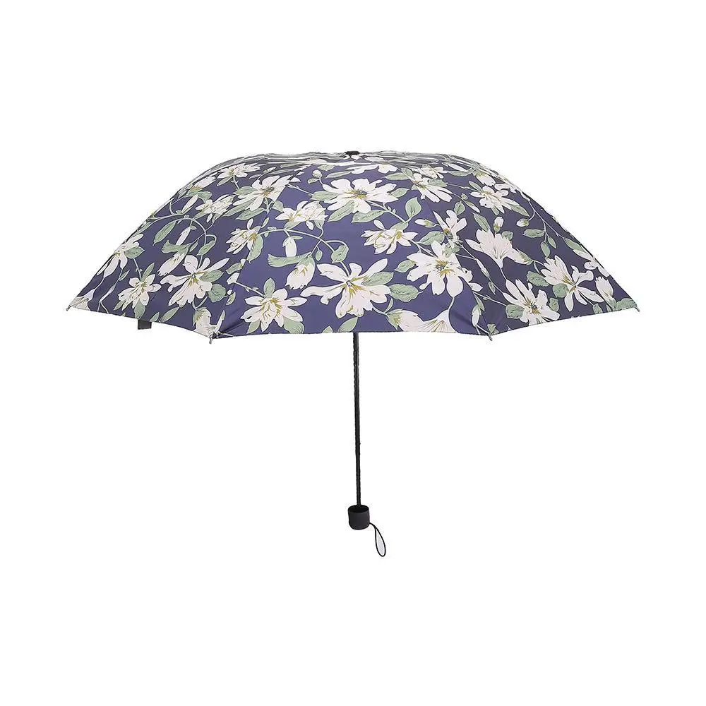 

Lily folding umbrella sunny and rainy dual purpose sunscreen literature and art men's and women's sunshade black glue anti