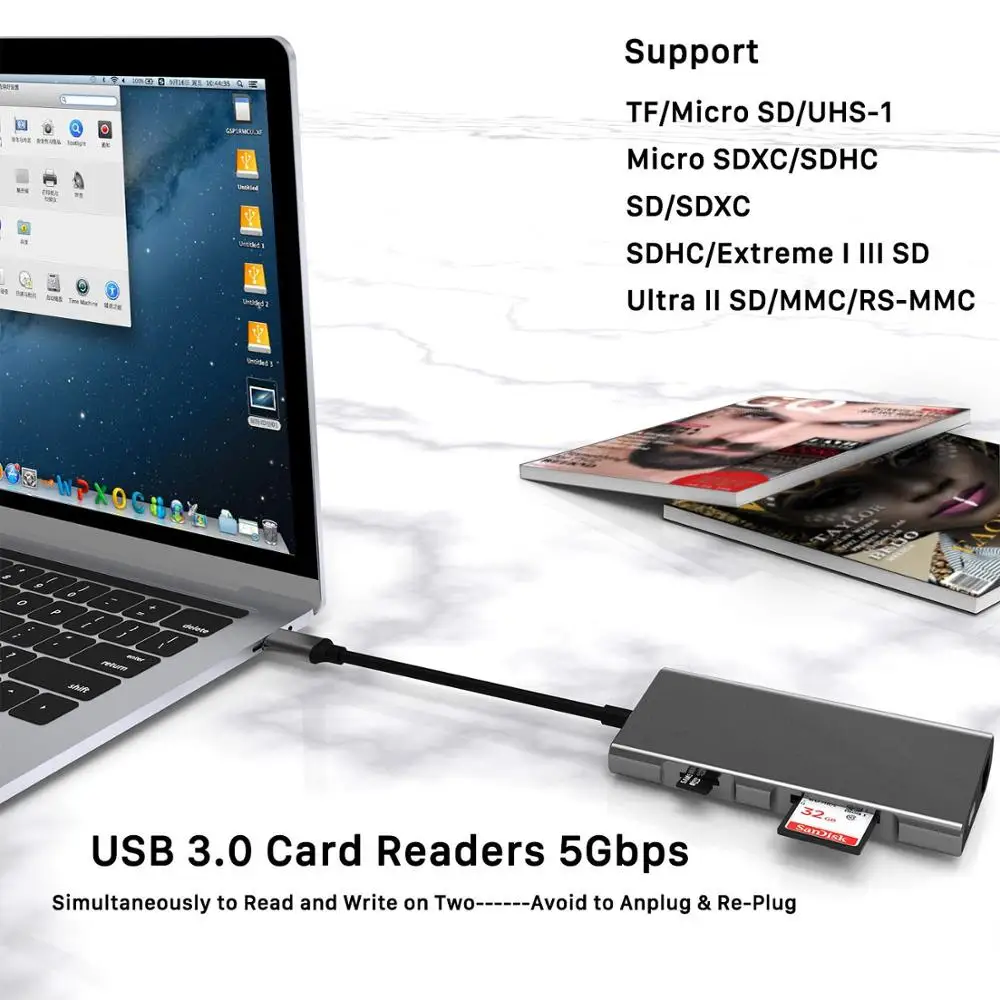 USB C HUB USB-C Type-c to Multi 3.0 HDMI-compatible 4k RJ45 Power Adapter Type HAB Splitter For Macbook Pro Air | Электроника