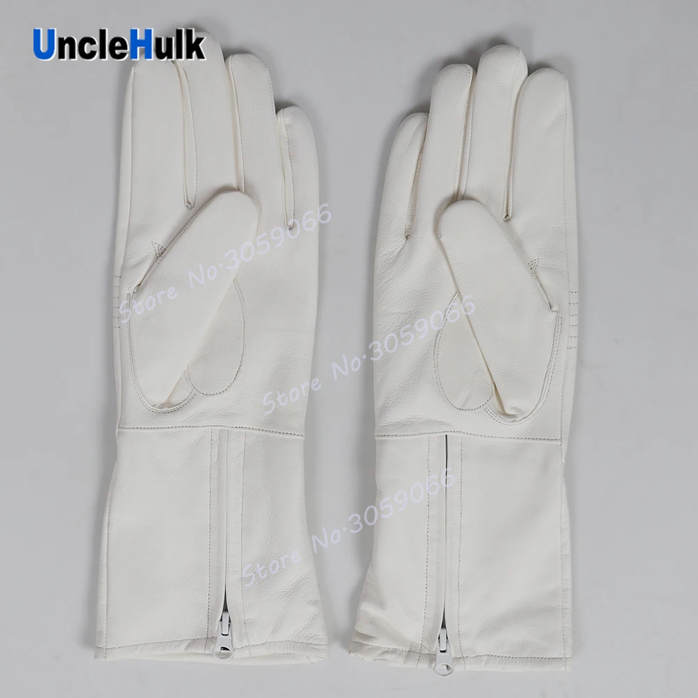 Перчатки из натуральной кожи Super Sentai молочно-Белые для мотоциклистов только один