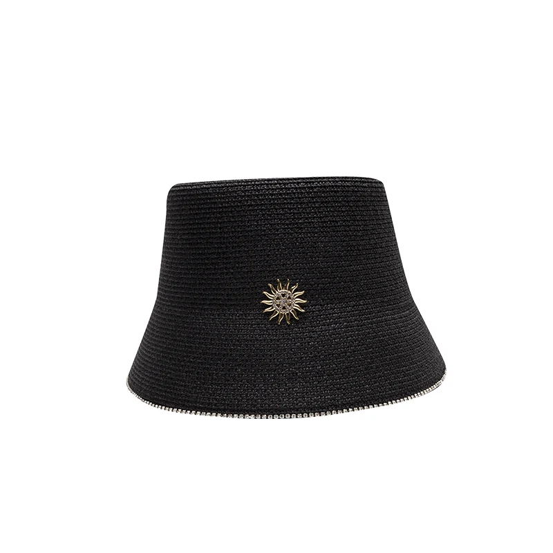 

Fashion Rhinestone Bound Bucket Hat Japanese Women Summer Sunshade Raffia Straw Hat Sun Basin Hat Fisherman Hat
