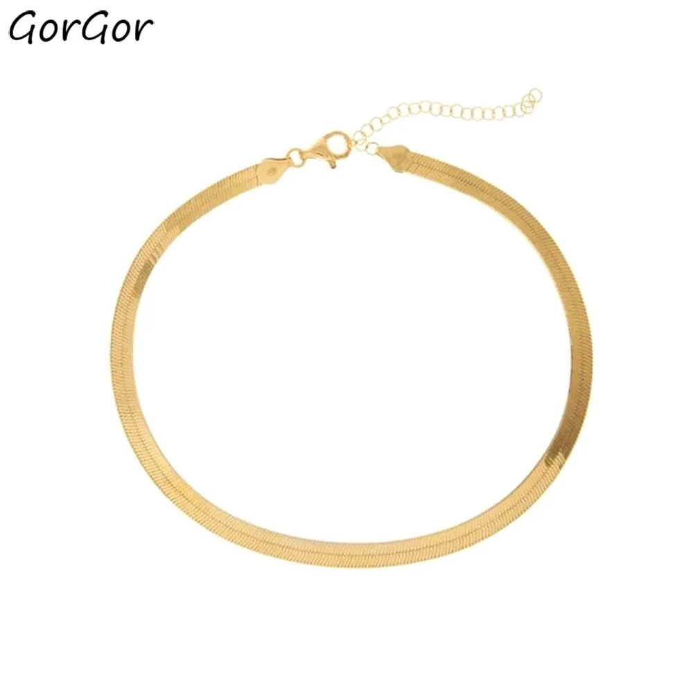 

GorGor ожерелье цепь Материал узор змейкой плоского плетения цепочка с кулоном, Творческий Специальные модные вечерние аксессуары OG2308LH