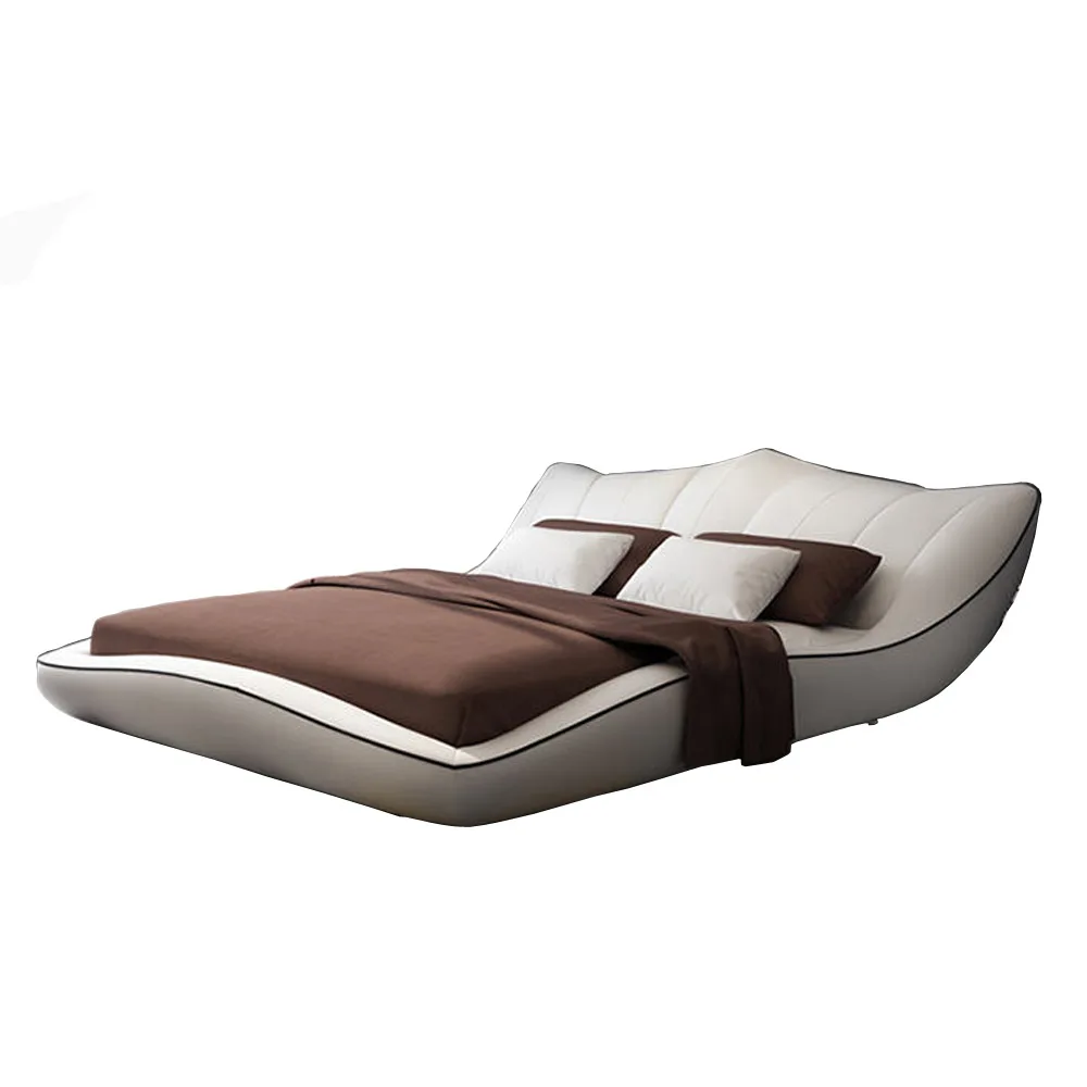 

Europe and America Genuine leather bed frame Modern Soft Beds Home Bedroom Furniture cama muebles de dormitorio / camas quarto
