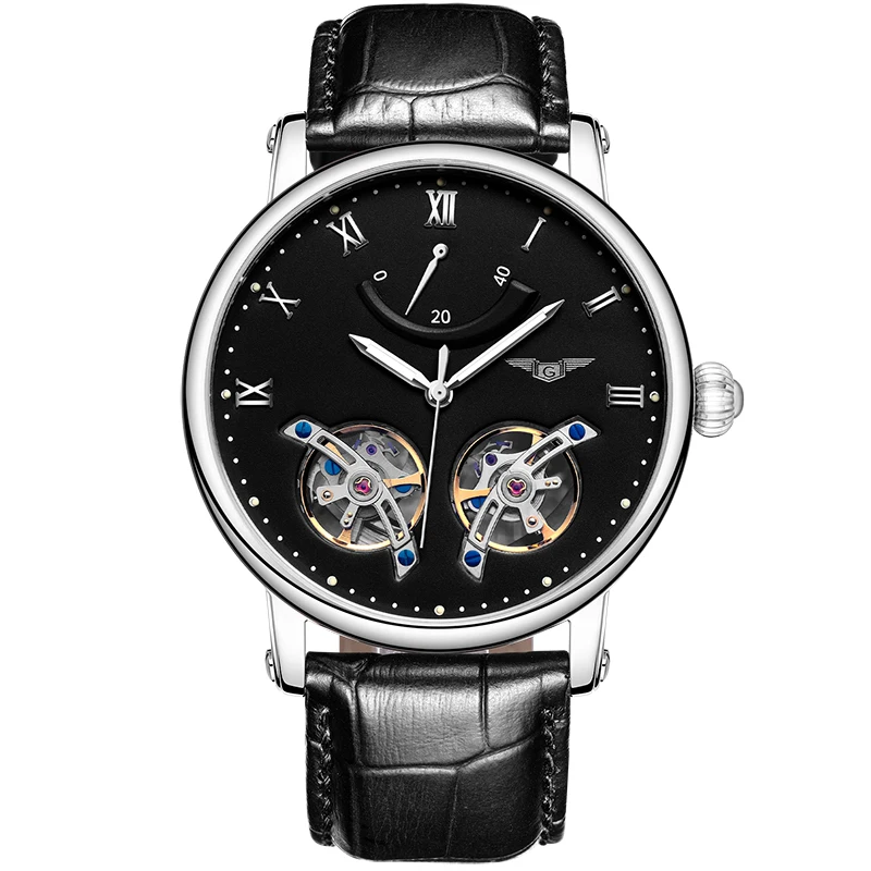 GUANQIN, двойные Tourbillon, автоматические часы, Роскошные, Relogio Masculino, водонепроницаемые, спортивные, брендовые, мужские, механические часы, наручные часы