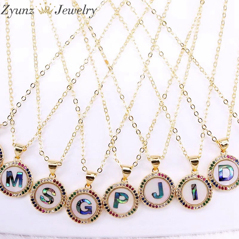 10 шт. золотой цвет первоначального 26 букв алфавита Шарм проложить Радуга CZ основа