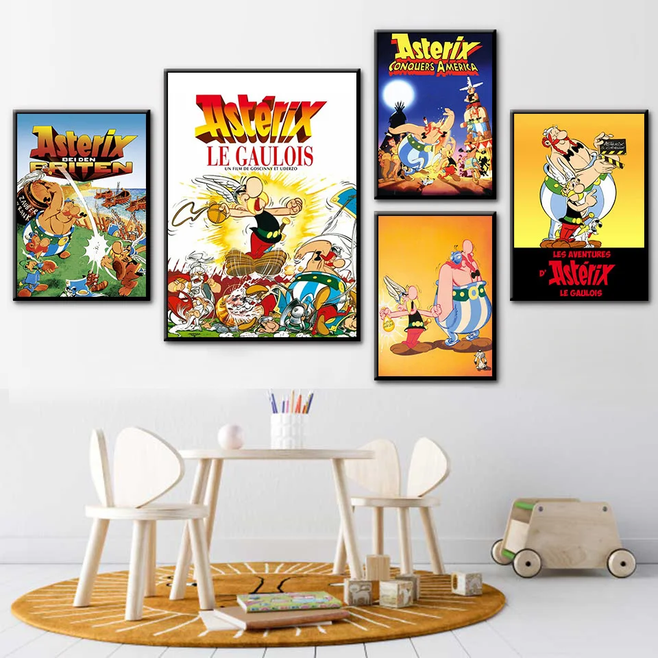 Asterix Poster France Classic Comic Wall Art Hight Quality Canvas Painting Home Decor For Children's Room |