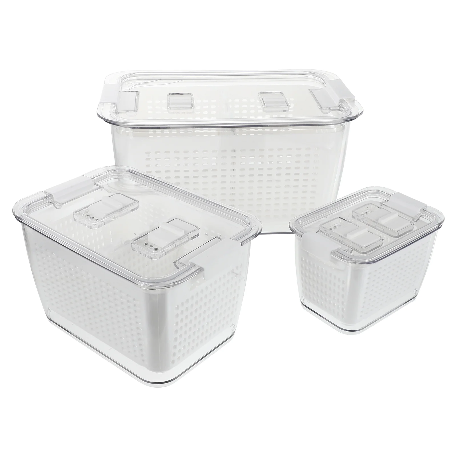 

1Set Fresh Keeping Storage Box Lidded Food Drainage Box Practical Kitchen Supply