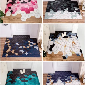 nordic geometry home door mat entrance hall carpet pu leather floor mat ins door mat living room floor mat bathroom non slip rug free global shipping