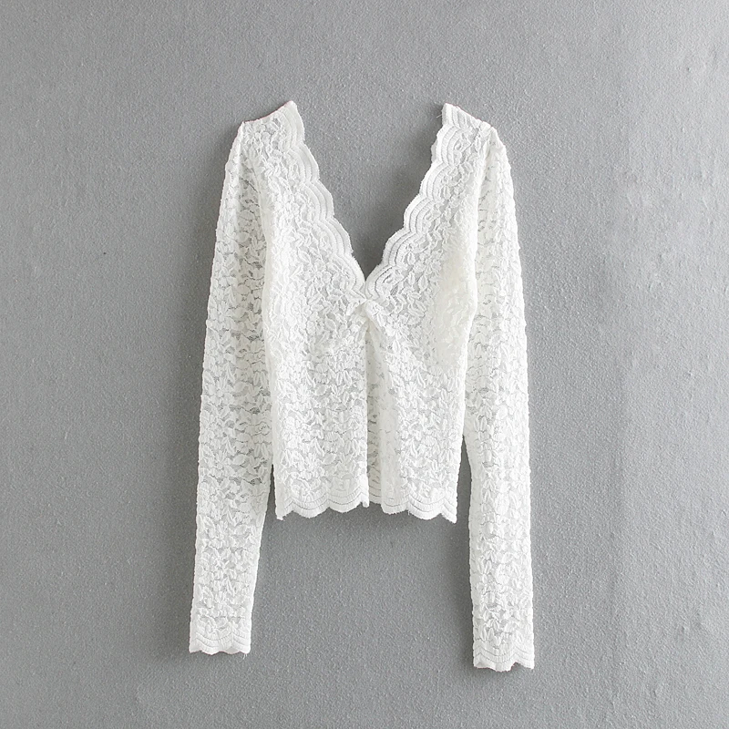 Сексуальная Женская кружевная блузка рубашка с вышивкой осень 2019 Новая мода