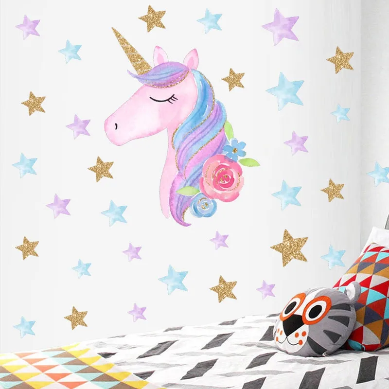 Радужные пони аниме наклейки на стену My Little Horse 3d Детская Спальня украшение для