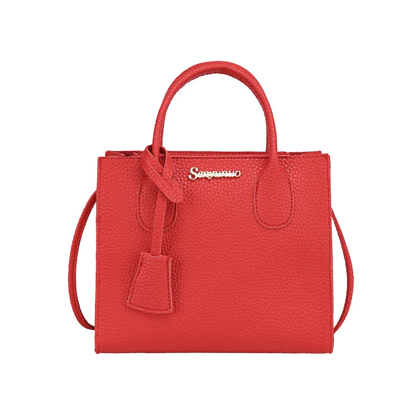 

Women's bag 2020 new Korean version of lychee pattern handbag pure color diagonal shoulder bag simple