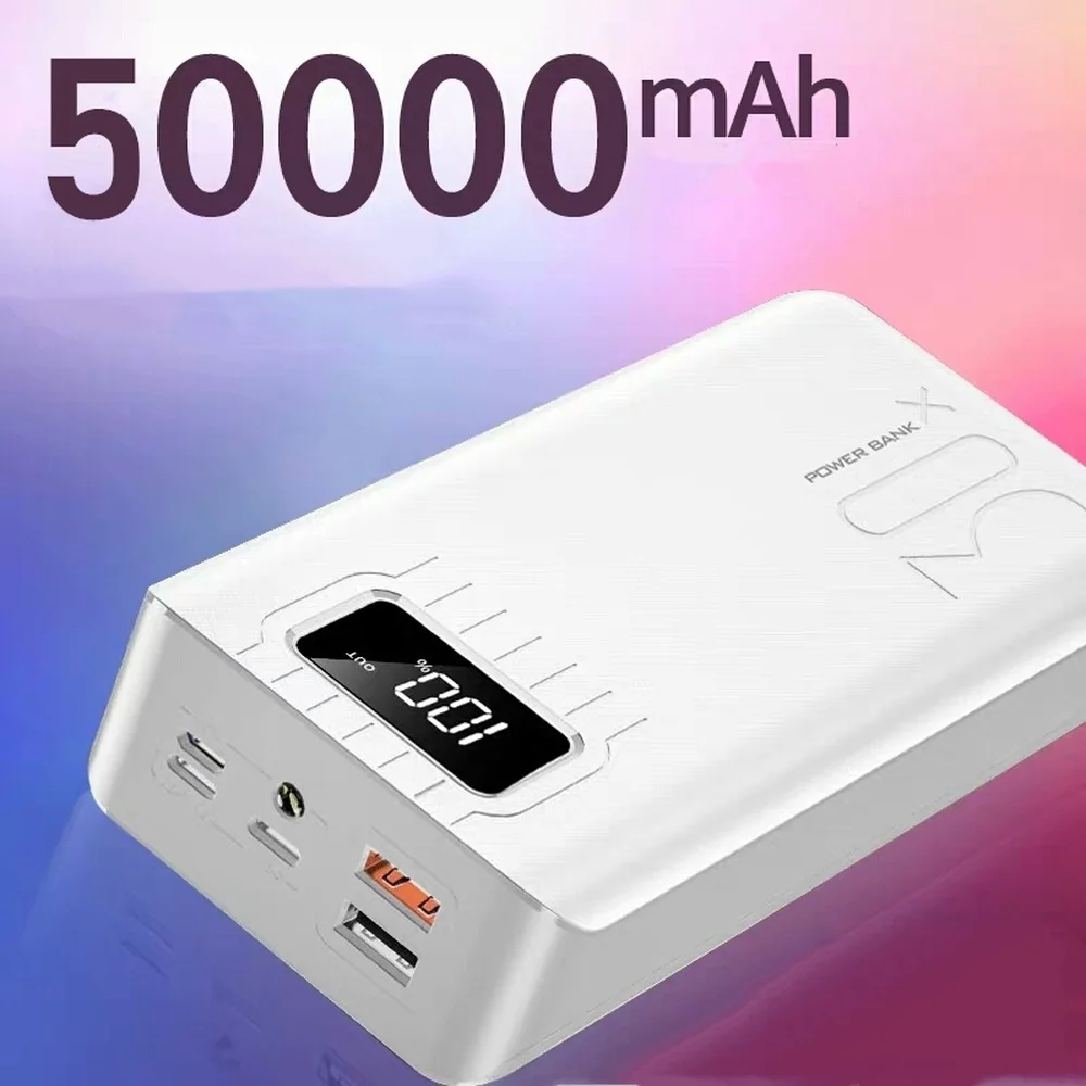 50000 мАч Внешний аккумулятор для iPhone X XS MAX 11 pro Xiaomi Mi 9 8 Pover Bank 2 USB светодиодный внешний аккумулятор для зарядки