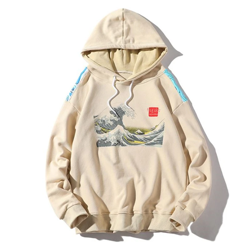 Вышитые японские укийо-э канагава сёрфинга тонкие толстовки 2019 Харадзюку хип-хоп