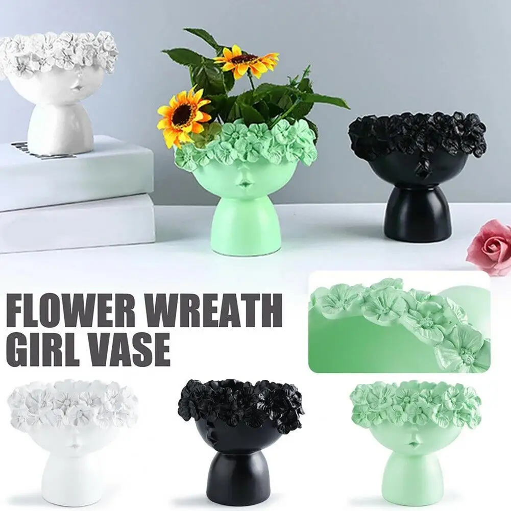 

Hot Sales!! Flower Pot Abstract Wreath Design Resin Human Shape Vase for Home
