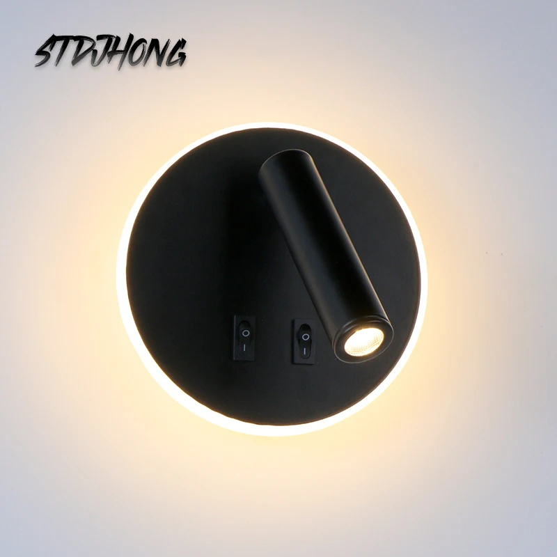 Спальня рядом с настенный светильник светодиодный переключателем для чтения