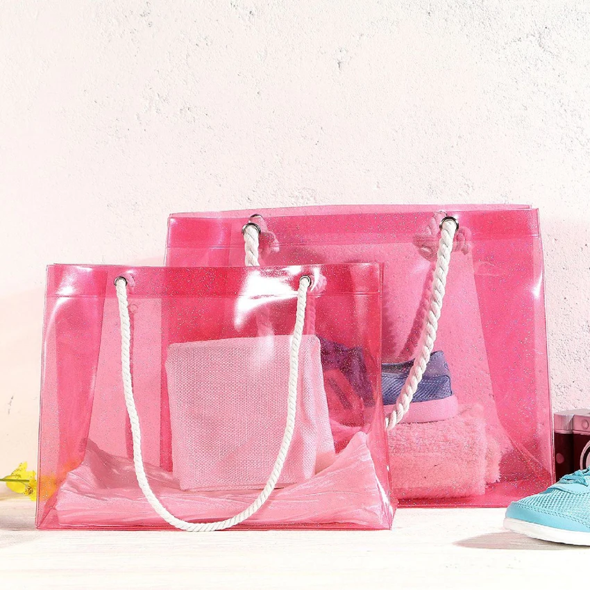 

PVC Waterproof Women's Swimming Bag Transparent Bathe Wash Storage Handbag Totes Beach Bag