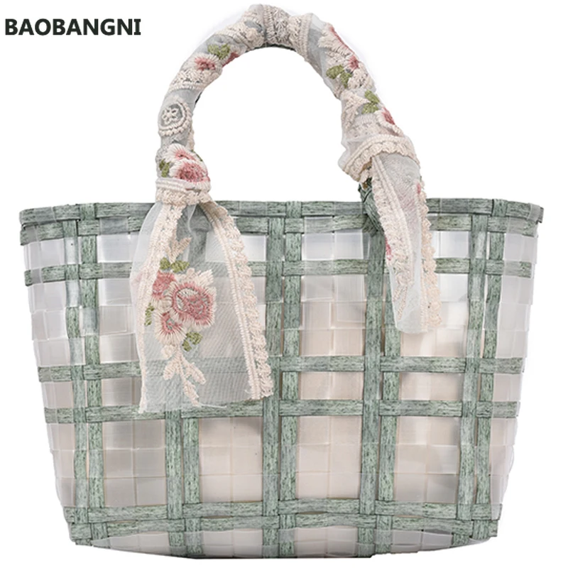 

Transparent Weave Large Tote bag Summer New High quality Women's Designer Handbag Large-capacity Shopping bag Beach bag