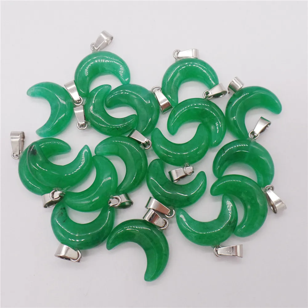 

10Pcs 20x15x7mm Dark Green Malay Jade Moon Pendant Beads For DIY Jewelry Making Necklace Accessories Interesting Gifts