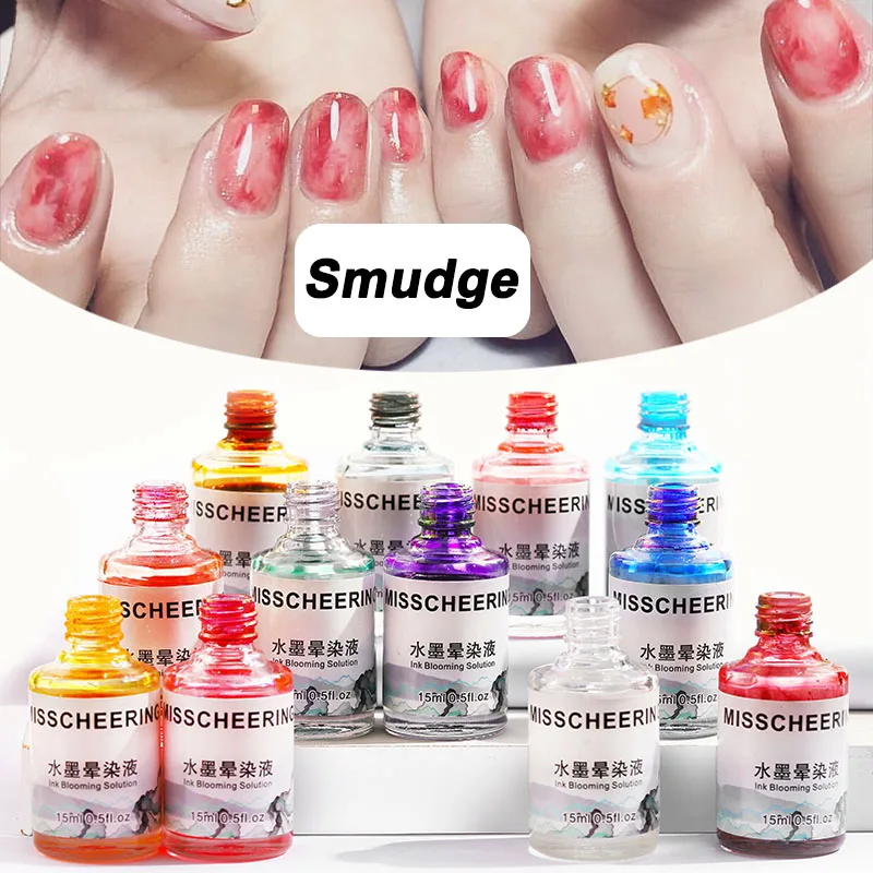 Мраморный узор градиентный цвет лак для ногтей Чернила смазывание нейл-арта