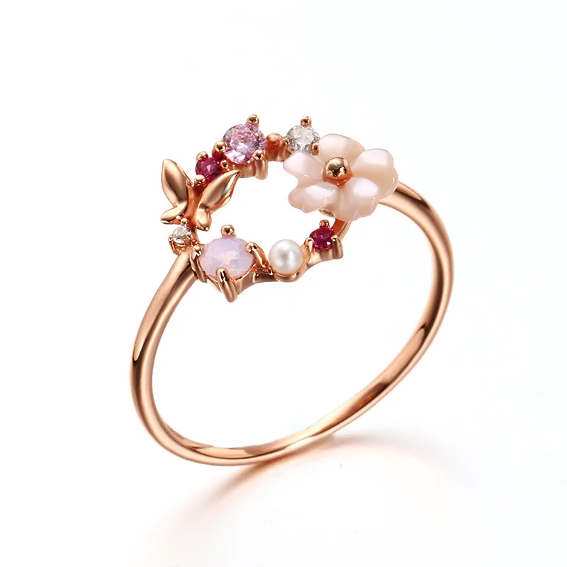 Светильник роскошное Ювелирное кольцо в виде цветка женское 925 серебристый