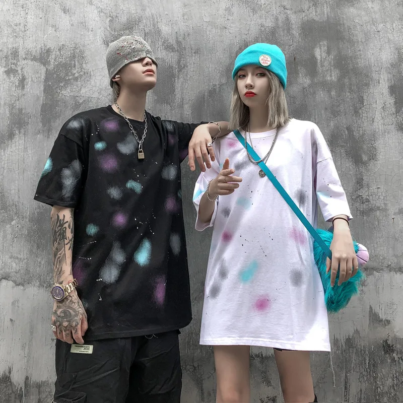 UNCLEDONJM винтажная окрашенная галстук Мужская Футболка Harajuku забавная мужская хип