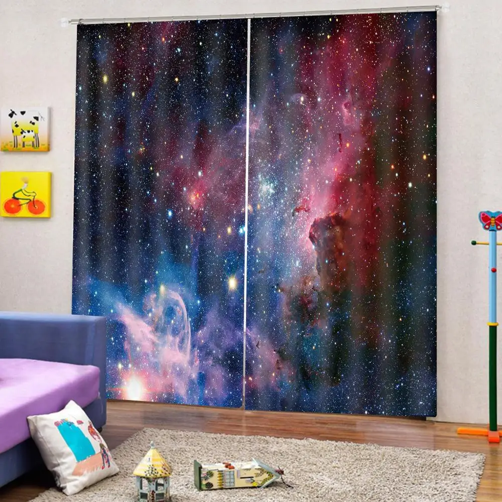 Синие звезды роскошные затемненные 3D оконные шторы для гостиной спальни