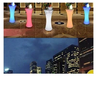110cm height round shape rechargeable led luminous cocktail table plastic lighted up bar table club disco party furniture suppli
