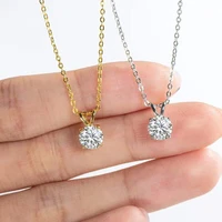 trendy 1 carat d color moissanite pendant necklace women jewelry white gold plated 925 silver gra vvs1 moissanite necklace gift