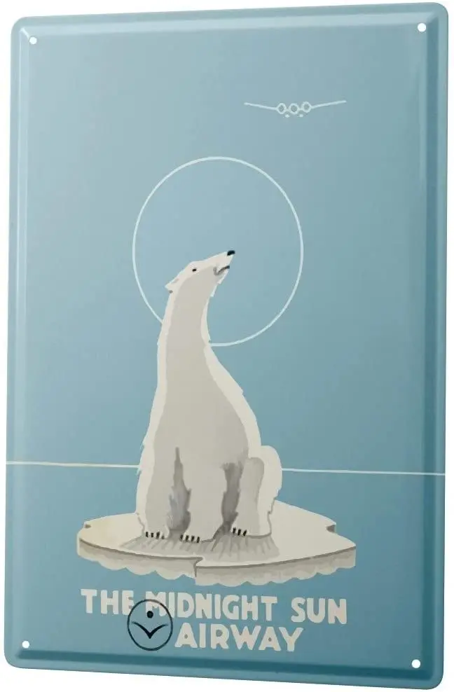 

Tin Sign Metal Plate Decorative Sign Home Decor Plaques Airplane Airport Airline Polar Bear Wall Vintage Decoration Metal Plate