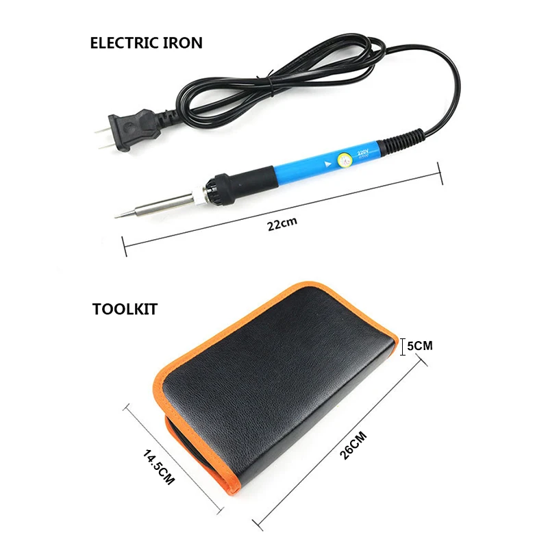 

60W Adjustable Temperature Electric Soldering Iron Kit+5pcs Tips Portable Welding Repair Tool Tweezers Hobby Knife