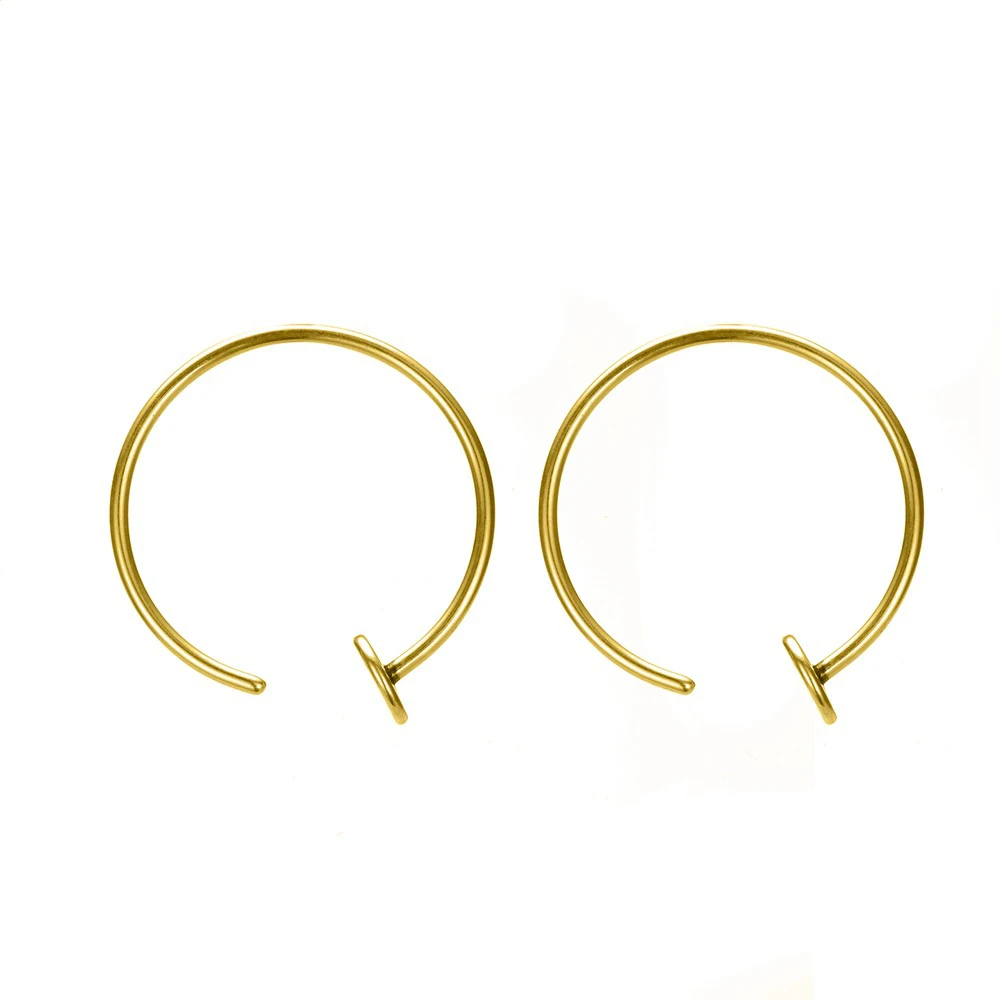 925 стерлингового серебра золотом обручальные серьги для женщин с простым круглым