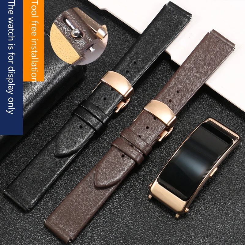 

Replacement Huawei B6 Genuine Leather Strap B3 B5 Smart Bracelet Sport Business Men's And Women's Cattle Belt Butterfly Buckle A