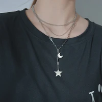 personalized star moon clavicle necklace for women multilayer tassel pendant stainless steel jewelry womens gifts wholesale