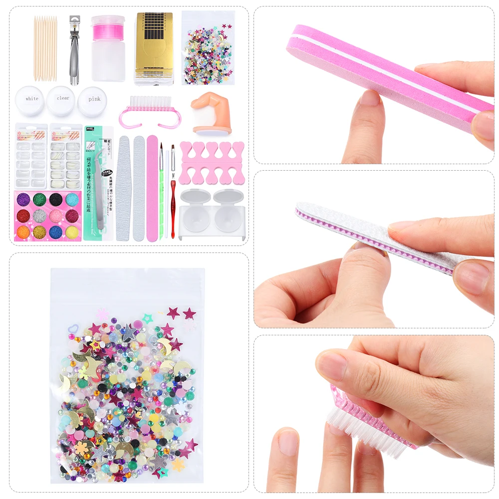 

1 Set Pro Acrylic Powder Nail Art Tool DIY Set Pump Nail Sticker Nail Tips Brush Glitter Beauty Manicure Nail Art Tool Set