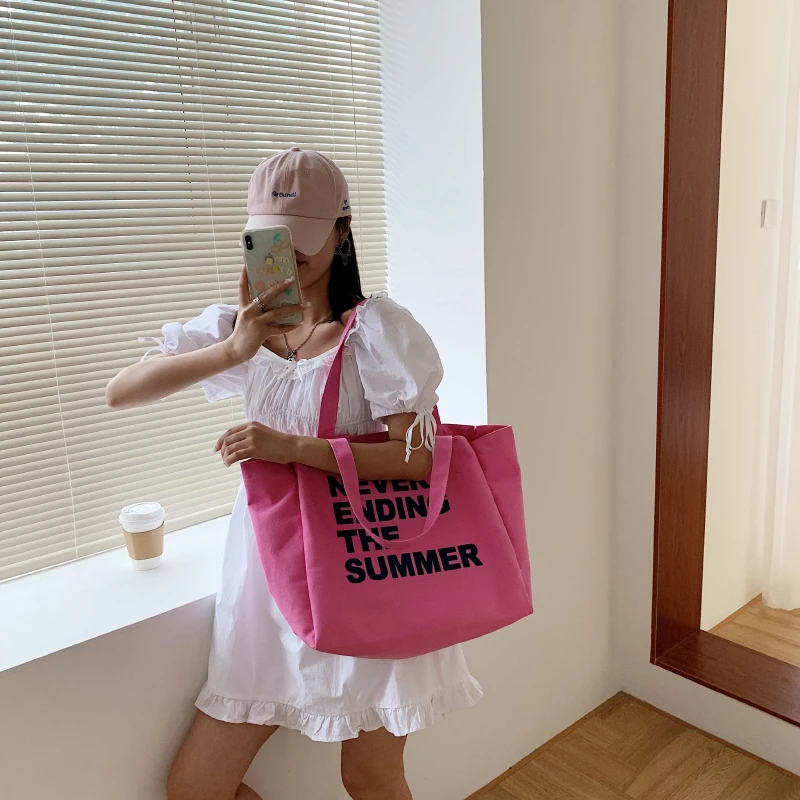 

Designer Letter Print Women's Shoulder Bag Fashion Shopping Bag Casual Canvas Bag Brand Handbag and Purse Luxury Female Tote Bag