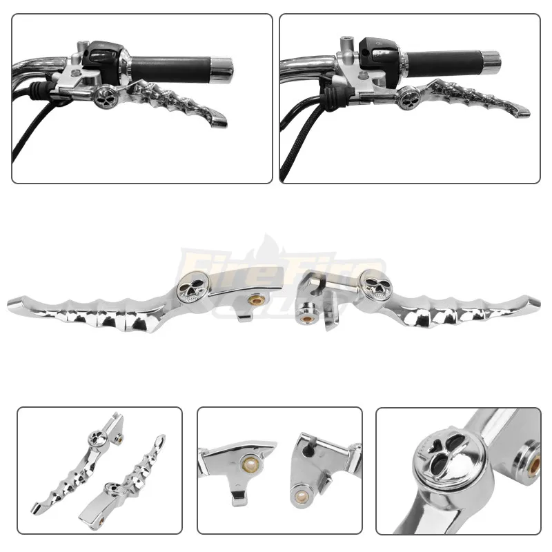 

Chrome Motorcycle Skull Brake Clutch Levers Shifter Lever For Yamaha V-Star 650 Custom 1998-2016 V-Star 1100 Custom 1999-2009