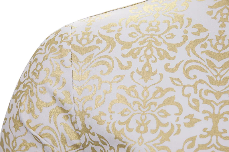 

Men Hipster Luxury black gold Bronzing Printed Slim Long Sleeve Dress Shirt wedding Night club Hip hop party Singer stage Shirts