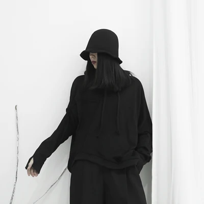 Черная Толстовка на шнурке модная новинка 2020 зимний нестандартный