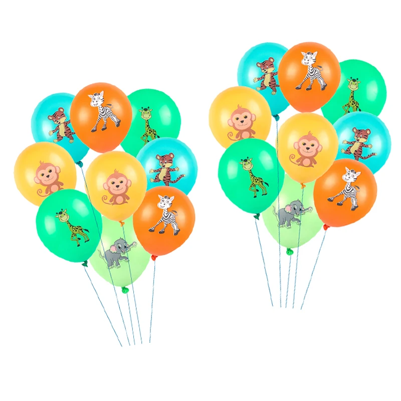 

Jungle Animal Balloon Birthday Green Latex Ballons Lion Tiger Printing Safari Party Decorations baby shower Balloon Party Suppli