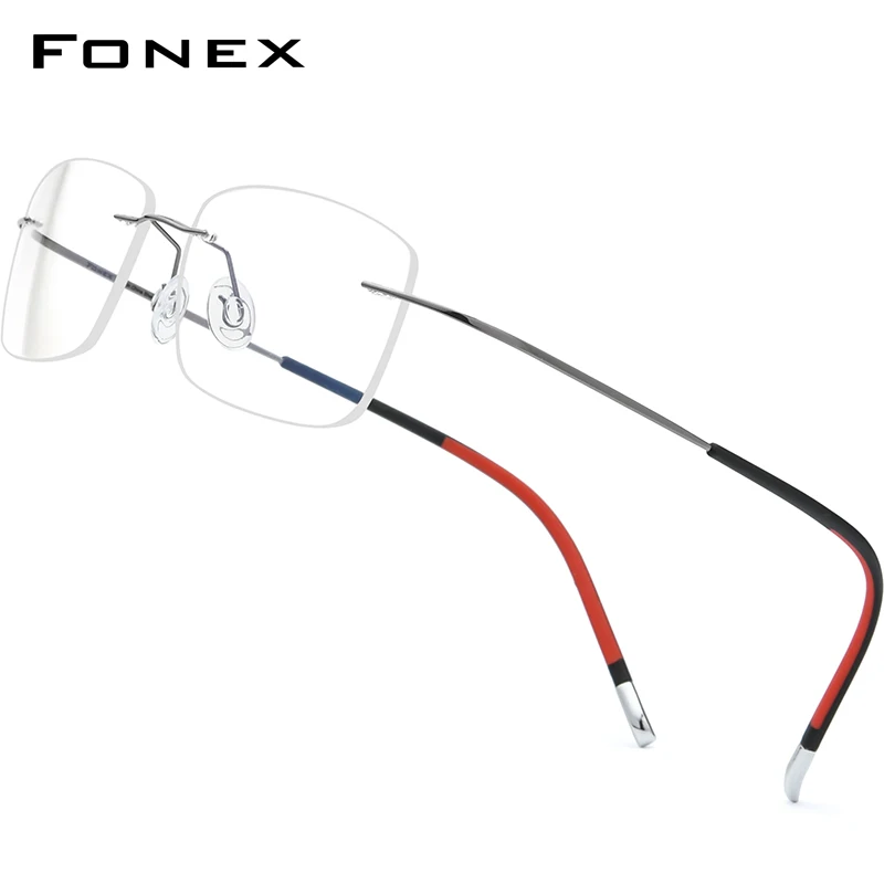 

FONEX Rimless Titanium Glasses Men 2021 New Frameless Prescription Eyeglasses Frame Women Myopia Optical Eyewear 9203