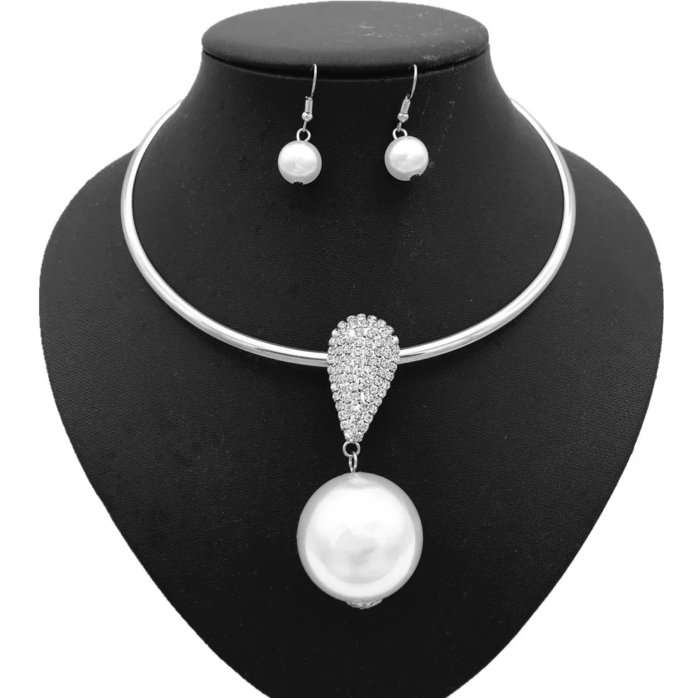 Style 2 silver Дубай, золотые жемчужные свадебные ювелирные наборы, Африканское свадебное ожерелье, серьги, преувеличенный стиль, женские модные аксессуары - Окраска металла: Style 2 silver