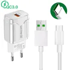 Быстрое зарядное устройство QC 3,0, USB-адаптер 5A, супер-Flash VOOC, зарядный кабель для Samsung A52 A50 Xiaomi POCO X3 Pro OPPO A53 Realme 6 7 8