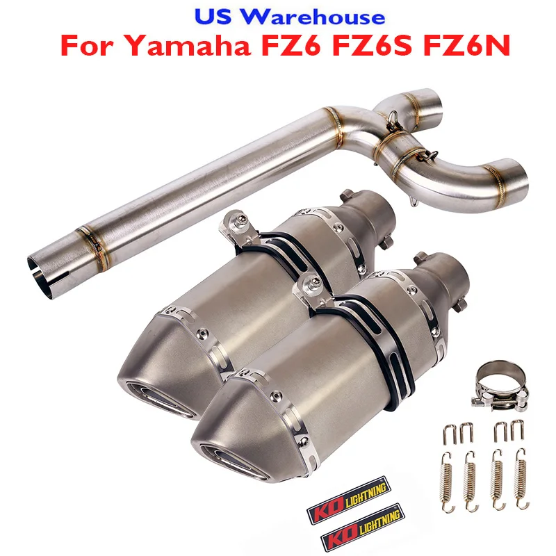 

51mm Slip on Motorcycle Exhaust Muffler Silencer with Removable DB Killer Connect Link Tube System for Yamaha FZ6 FZ6S FZ6N