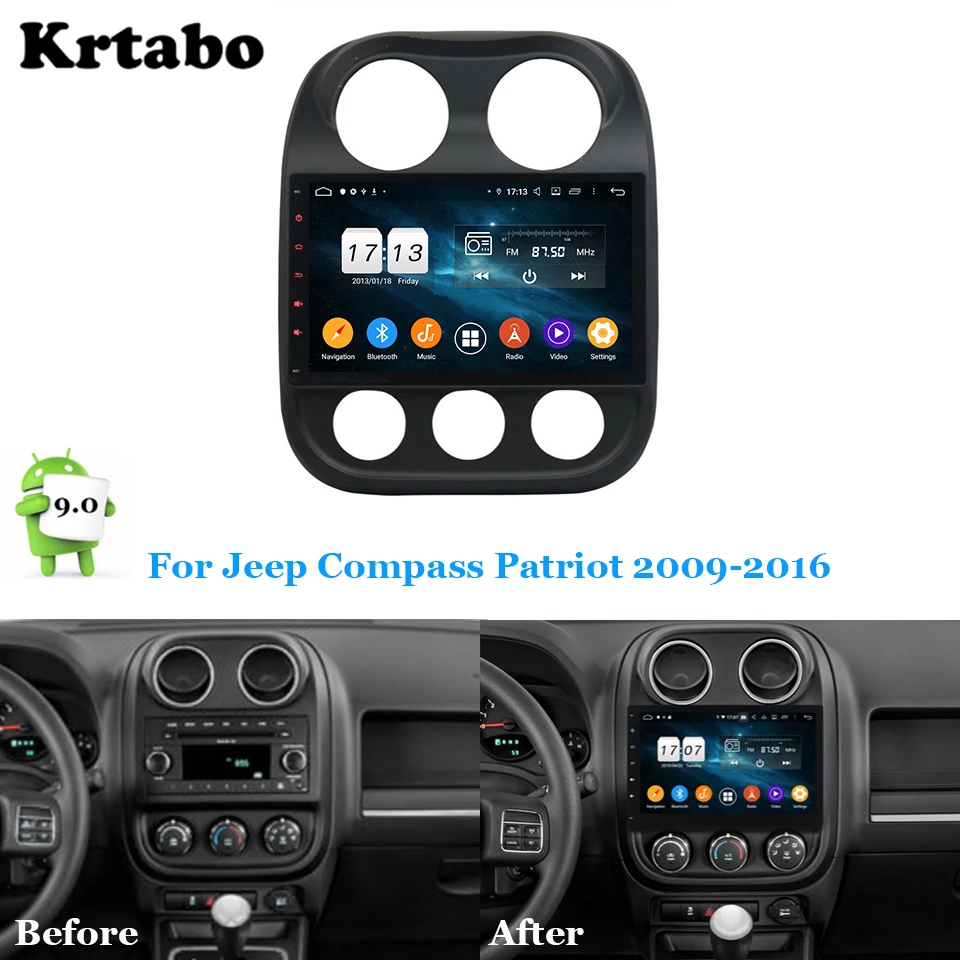 Автомобильный Радио Android мультимедийный плеер Восьмиядерный 4G ram для Jeep Compass