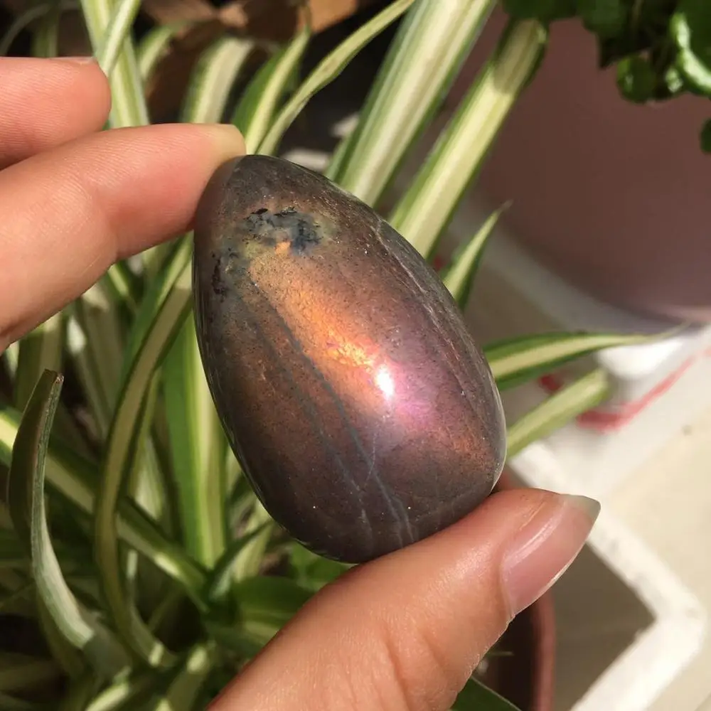 Great! 1pcs Rare Heavy purple flash labradorite palm stone Gemstone for decoration | Дом и сад