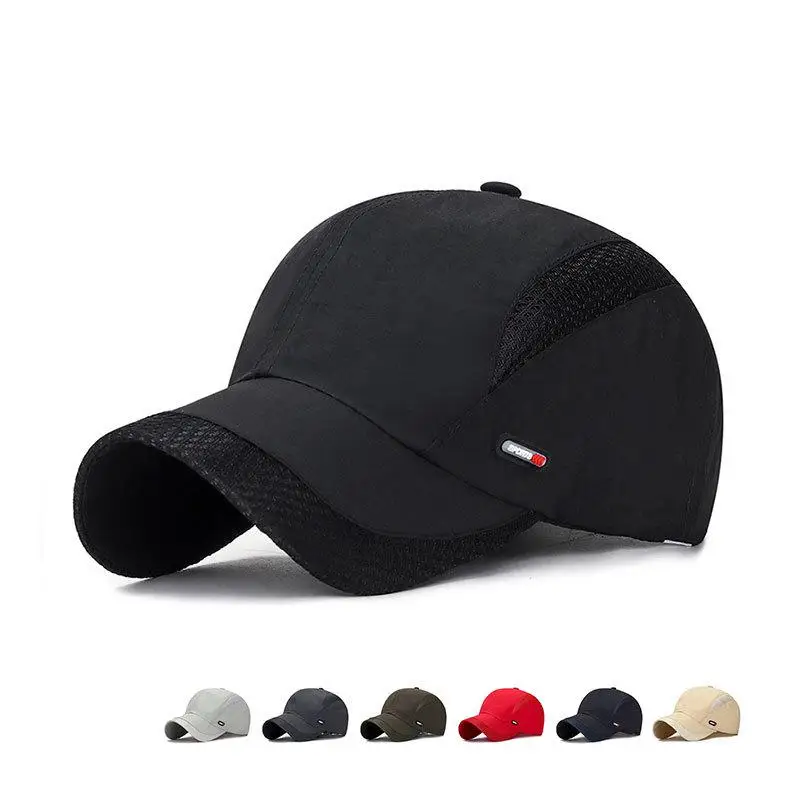 

Summer Breathable Mesh Quick Drying Hat Men's Outdoor Sports Sunshade Hat Red Leather Label Sunscreen Hat Women B