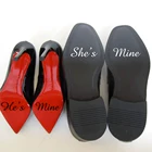 Свадебные украшения для обуви HeShe Is Mine, свадебные аксессуары, виниловые свадебные наклейки для жениха и невесты, водонепроницаемые клейкие новинки обуви