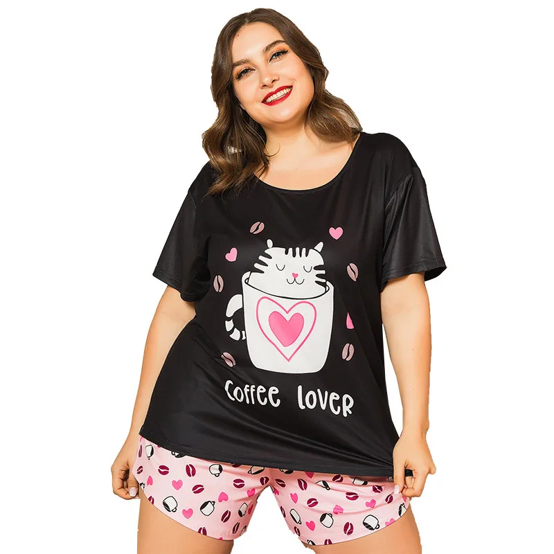 

Hc259 Large Home Service Print Set Pajamas Women's Animal Short Sleeve Shorts Home Wear In Summer